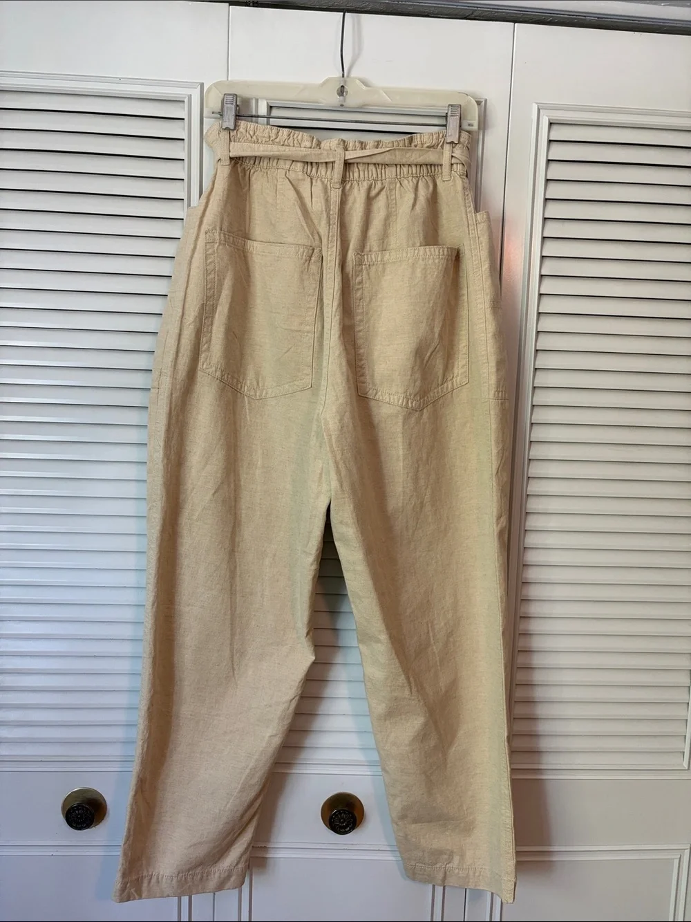 H&M Beige Paperbag Waist Trousers with Tie Size M
